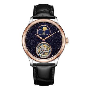 海鸥表手表多功能月相陀飞轮手动机械表鳄鱼皮表带男士腕表8832