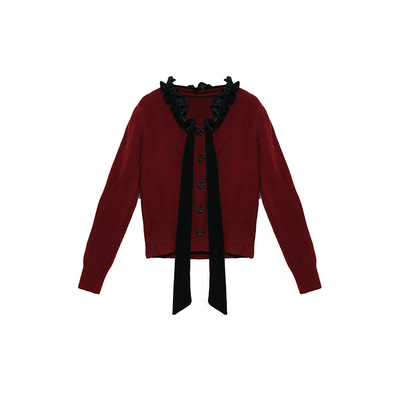 新年红色针织开衫女春季小个子