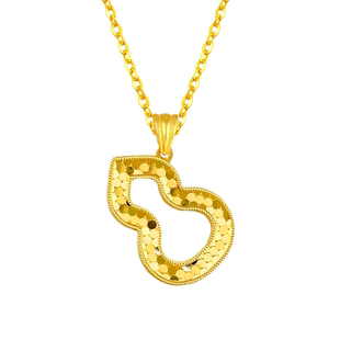 老凤祥黄金葫芦项链女款足金碎冰冰吊坠纯金锁骨链生日礼物送女友