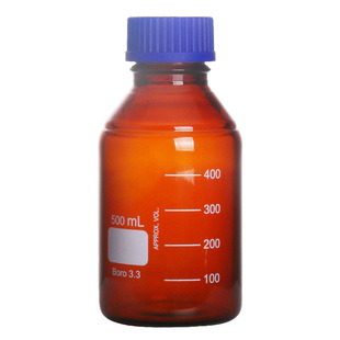 闽玻/蜀牛蓝盖试剂瓶玻璃丝口瓶实验室化学高硼硅耐高温螺口棕色白色透明广口试剂瓶100/250/500/1000/2000ml