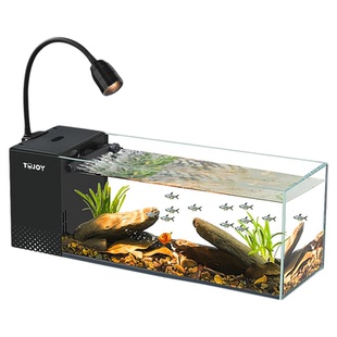 桌面溪流缸新款超白玻璃客厅鱼缸侧滤生态造景循环过滤制氧乌龟缸