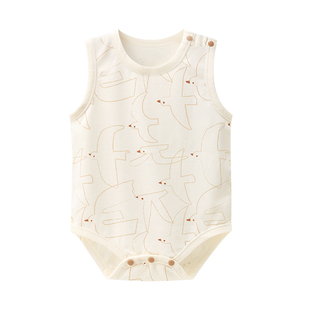 俏萌兔婴儿包屁衣夏薄款男孩背心连体衣纯棉宝宝夏装婴幼儿衣服女