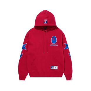 BAPE X RUSSELL联名男装秋冬撞色猿人字母星标连帽卫衣114905L