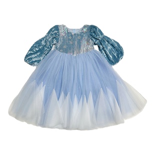 艾莎公主裙冬装女童冰雪奇缘爱莎连衣裙儿童高级感生日加厚礼服裙