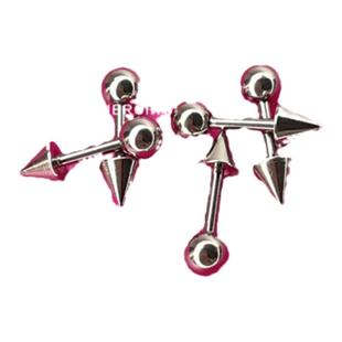 仙人穿刺 辣妹恶魔耳钉 耳骨钉 16g医用钢钛钢外螺纹1.2粗双头