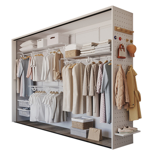 金属衣柜框架定制骨架衣架上墙宜森缘转角衣帽间步入式碳钢衣柜