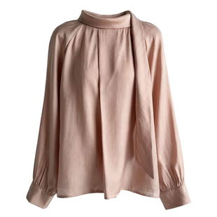 法式温柔立领飘带长袖衬衫女韩国东大门2026早春新款气质百搭衬衣