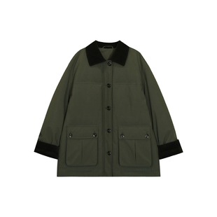 郑买买 藤野外套 秋冬季新款气质宽松休闲舒适拼接厚外套