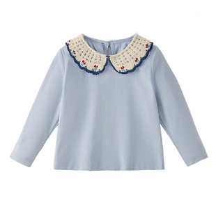 [2026秋季新品]jellybaby女童长袖t恤法式娃娃领宝宝衣服儿童上衣