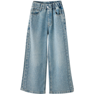 蔚未来女童牛仔裤春装2026新款裤子儿童时髦直筒裤女大童阔腿裤潮