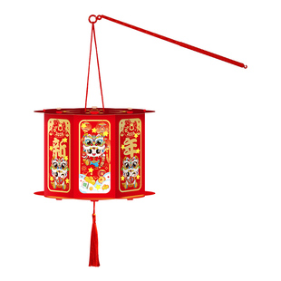 过新年投影灯笼2026新款户外手提LED走马宫灯儿童手工diy古风花灯