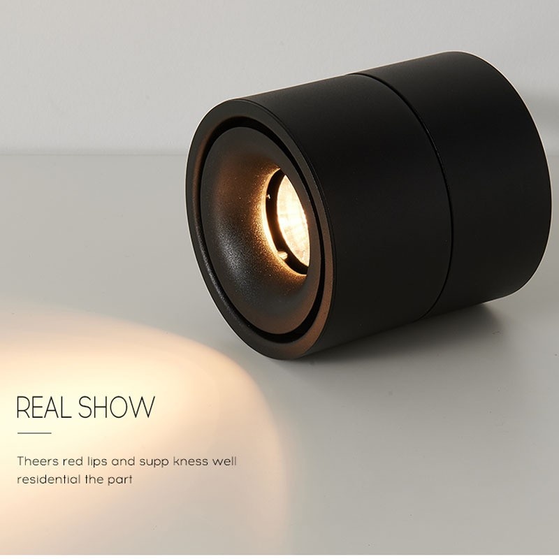 折叠射灯LED客厅家用防眩开免角度三顶筒灯明装灯色无可调吸孔主