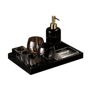 高档水晶电动牙刷置物架卫生间轻奢洗漱套装大理石漱口杯收纳托盘