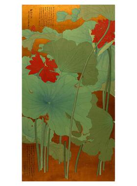 张大千荷花图名家工笔花卉国画