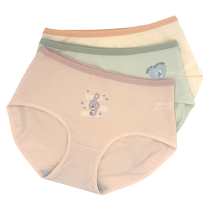 3条装普利诗少女内裤女士中腰三角裤可爱学生裤抗菌裆纯棉莫代尔