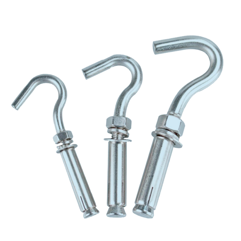 国标镀锌膨胀钩吊顶挂钩带钩膨胀螺栓灯钩拉爆M6M8M10M12M14M16
