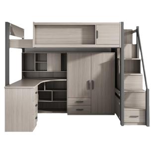 上床下桌组合床小户型床高低床带书桌床儿童床衣柜一体式上铺下桌