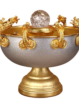 纯铜浴佛盆九龙吐水盆太子佛摆件