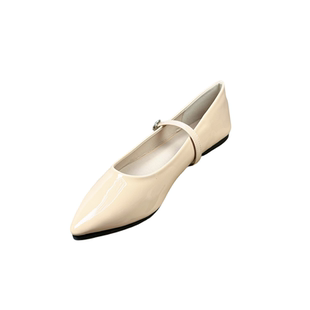 法式浅口单鞋女2026新款一字带漆皮女鞋尖头玛丽珍复古大码平底鞋