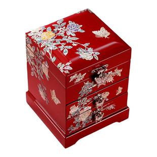 锦贝螺钿首饰盒结婚礼物送闺蜜订婚三金盒戒指手镯项链收纳嫁妆盒