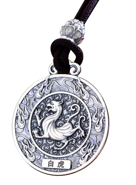 复古实心青龙白虎朱雀玄武四大神兽项链男士吊坠平安转运饰品挂件