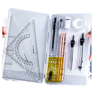 得力机械制图工具套装工程绘图工具包大学圆规土木化工建筑画图作图大学生造价尺子分规专业cad实用仪器做图
