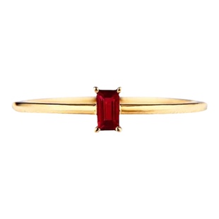 【红糖块】日韩红宝石戒指鸽血红女戒小清新镀金彩宝长方形简约