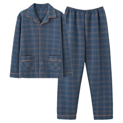 浪莎秋冬季纯棉夹层睡衣男家居服