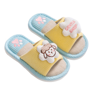 儿童拖鞋女童可爱室内防滑春秋亲子小女孩四季宝宝亚麻拖鞋中大童