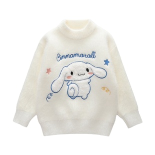 女童冬季毛衣2025新款秋冬水貂绒针织衫洋气卡通中大儿童装打底衫