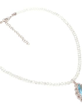 原创不掉色人鱼泪亲子人造水晶项链成人女童儿童蓝色水滴宝石项链