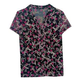 雪琳儿专柜正品洋气中年女夏装台湾纱短袖T恤时尚气质妈妈装小衫