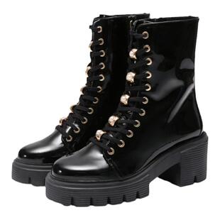 Stuart Weitzman 女士厚底高跟短靴马丁靴 SOHO PEARL BTE