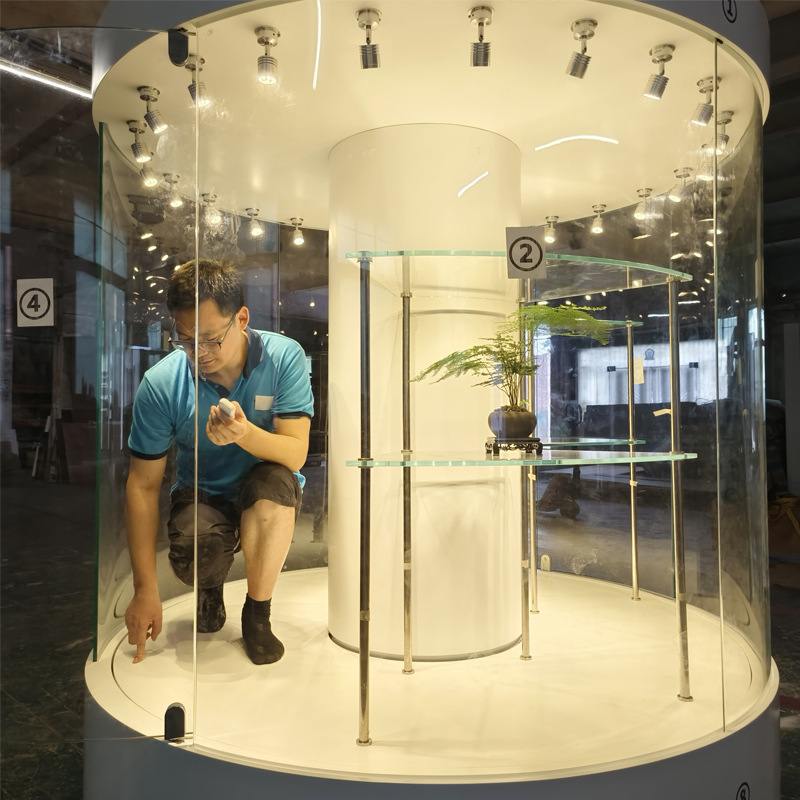 博物馆旋转展示台 电动旋转展示柜圆形旋转展示架 智能旋转展台