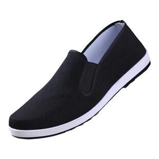 夏季老北京布鞋男休闲单鞋牛筋底步鞋帆布工作鞋橡胶底老北京鞋子