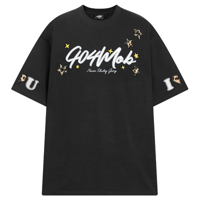 404MOB重磅五角星贴布刺绣圆领短袖T恤男夏季凉感百搭情侣上衣女