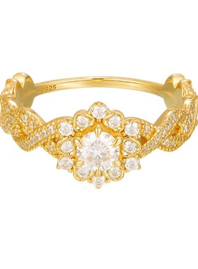 s925银莫桑钻花簇戒指轻奢小众