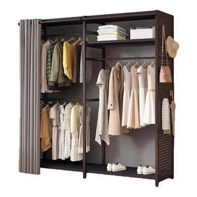金属衣柜简易钢架卧室落地衣帽架洞洞板组装开放式收纳置物挂衣架