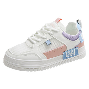 踩屎感小白鞋女款夏季透气薄款休闲网鞋初中学生百搭增高运动板鞋