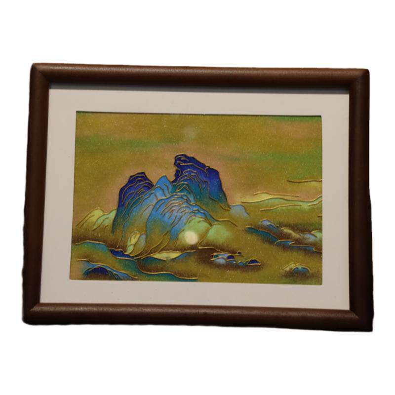 景泰蓝掐丝珐琅画diy材料工具包千里江山图原木画框相框套装定制