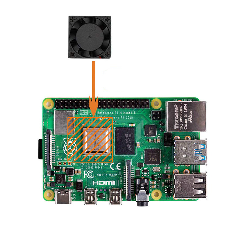 树莓派4代 Raspberry Pi 4B 冷却散热器风扇套装散热片铝座带背胶