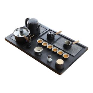 天然整块乌金石茶盘全自动一体茶具套装家用功夫电磁炉客厅大茶台