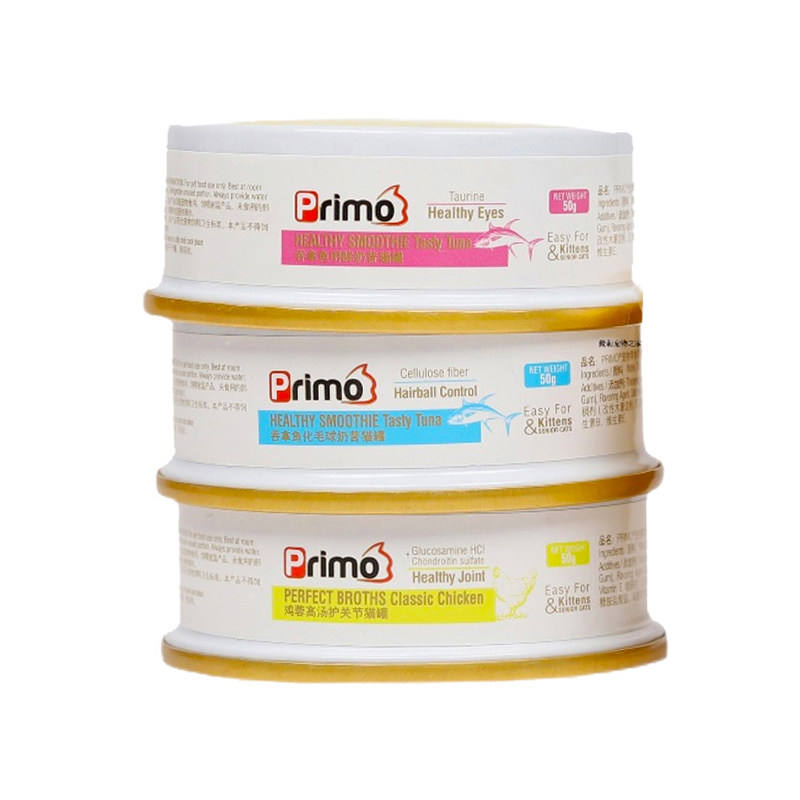 整箱特惠-Primo猫罐头成幼猫猫罐50g*24去毛球促消化猫咪补水零食