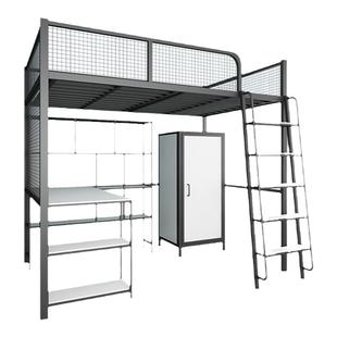 高架床单上层下空小户型公寓阁楼床省空间loft上床下桌儿童铁架床