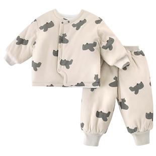 宝宝棉服套装冬季儿童夹棉两件套秋冬加厚保暖女童衣服男童冬装