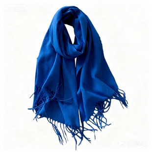 韩剧爱情怎么翻译高允真车茂熙同款围巾克莱因蓝色秋冬季保暖围脖