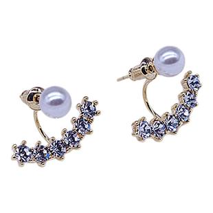 独特小众设计师款高级纯银耳环女耳饰一排式排钻耳排弧形前后耳钉