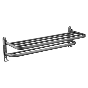 埃美柯枪灰太空铝卫生间厕所毛巾架浴巾架排沟便器刷置物架卷纸架