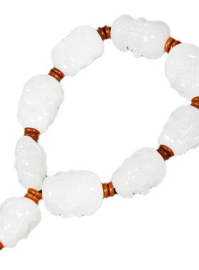 和田玉十八罗汉羊脂白玉手串手持