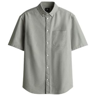 HM夏季男装时尚休闲休闲常规版型短袖牛津衬衫1257564